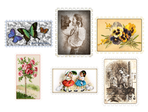 Collection of 6 Vintage Stamps with Plants and Human Portraits 